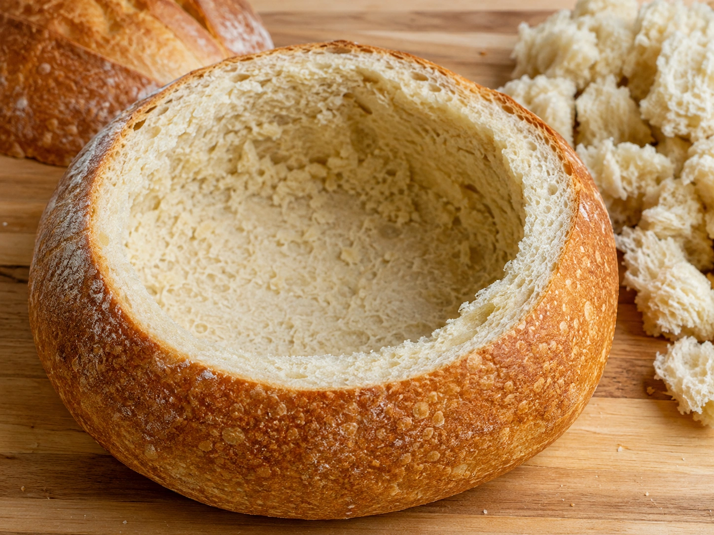 Correct bread wall thickness for hollowing a cob loaf dip bowl